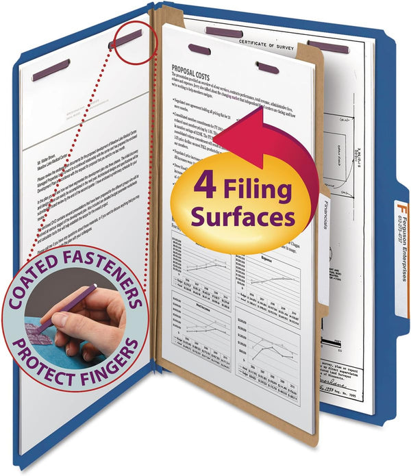 Smead Pressboard Classification File Folder, Dark Blue, Legal Size, 1 Divider, 2" Expansion, 10 per Box (18732)