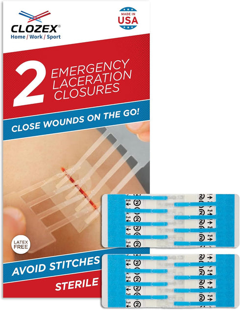 Clozex Emergency Laceration Closure Device, Close Wounds Without Stitches, Available in 3 Variations for Wounds