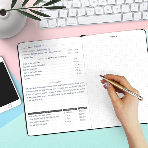 Clever Fox Meeting Notebook, A5 Work & Business Organizer with Notes & Action Items for Project Management & Meetings