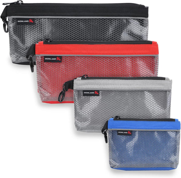 Small Waterproof Zipper Pouches, Mesh Tool Bag, Clear Cosmetic Bag Case, Travel Pouch (4 Pack)