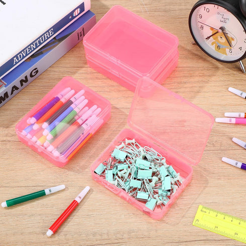 Dunzoom 25 4.53 3.35 1.1 Inches Pcs Plastic Crayon Boxes with Lids, x x Stackable Small Storage Organizer Containers