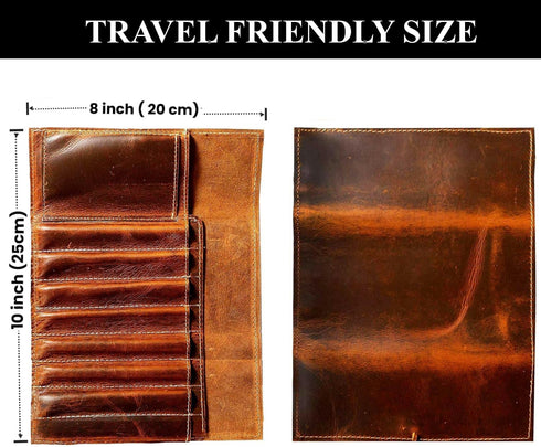 Jaald Genuine Leather Pencil Roll Brush Case - Vintage Pen Holder Organizer for Students, Artists, and Writers