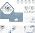 PONATIA 50 PACK Gold Foil Thank You Cards With Dusty Blue Envelopes,