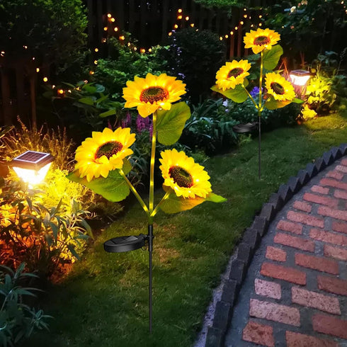 Generic Solar Powered Flower Lights Outdoor - LED Sunflower Stake Lamps with Realistic Look, Ideal for Garden Borders