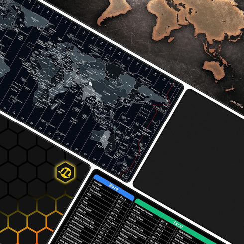 JIALONG Large Gaming Mouse Pad - Extended Desk Mat with Personalized Design, 35.4 x 15.7 inches, Black World Map