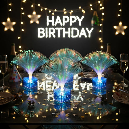 Decorations(9 Inch,Clear) Amylove Mini Fiber Optic Lamp Bulk LED Light Color Changing Table Centerpiece Glow in The
