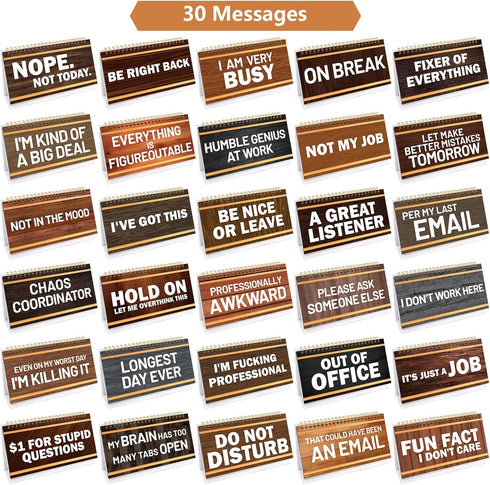 Desk Flip Accessories, Funny Desk Supplies for Work, 30 Desktop Flip Messages Decor for Office Colleagues Gifts
