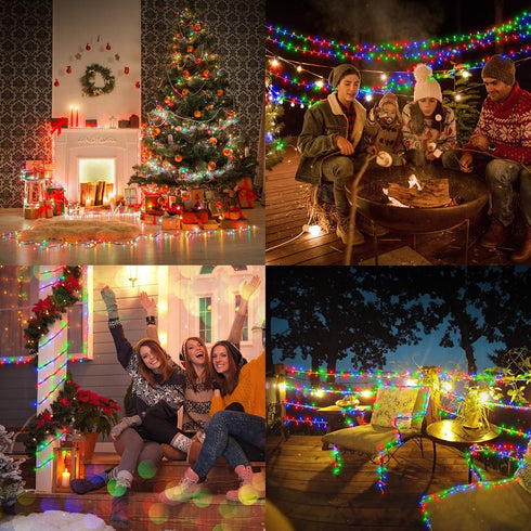2 Pack 144ft 400 8 Solar Christmas String Lights Outdoor - Total LED Modes Outdoor Solar Lights, Waterproof Fairy