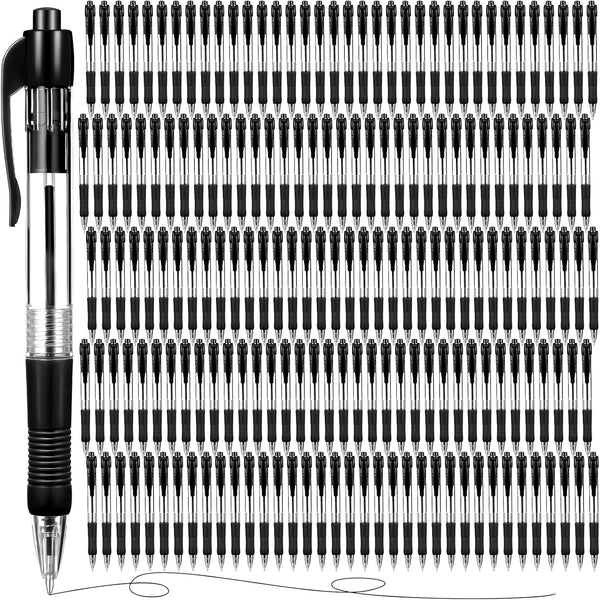 Fainne 200 Pack Retractable Ballpoint Pen, 1.0 mm Medium Point Click Pen, Refillable Smooth Writing Pens (Black Ink)
