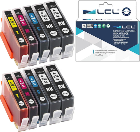 LCL Compatible Ink Cartridge Replacement for HP 670XL (10-Pack, 4Bk 2Cyan 2Magenta 2Yellow)