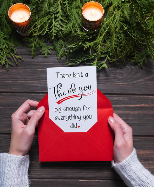 HOMEVAGE 5"x7" Single Thank You Card with Red Envelope, Thankful, Appreciation, Grateful Card - Folded Cardstock - Gift