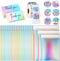 Xvvirnt 50 Pcs Holographic Bubble Mailers,Metallic Bubble Mailers With Thank You Cards and