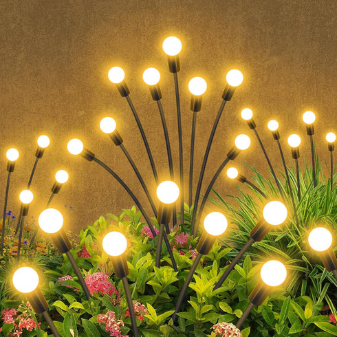 Solar Garden Lights Outdoor Waterproof, 2 Pack 16 LED Swaying Firefly Lights