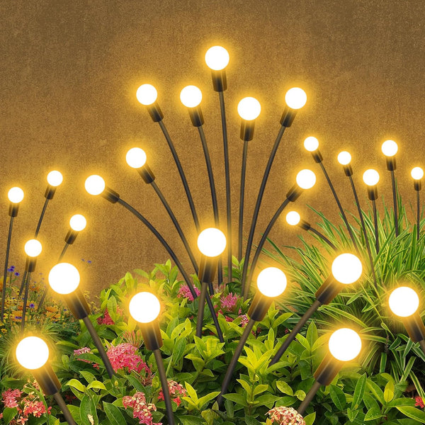 Solar Garden Lights Outdoor Waterproof, 2 Pack 16 LED Swaying Firefly Lights