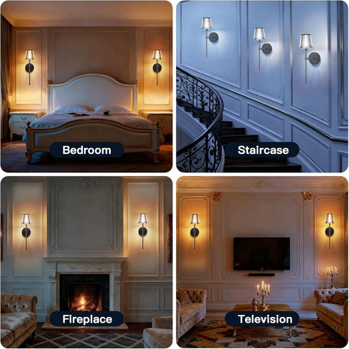 Set 2, Dimmable 5200mAh, TaoFiaCo Battery Operated Wall Sconces of Wireless Wall Sconce with Remote Timer, Rechargeable