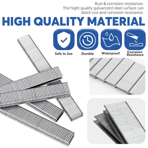 Glarks 2816Pcs 18 Gauge Narrow Crown Staples, 1/2", 3/4", 1" Galvanized Assortment Kit for Electric Stapler
