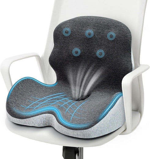 WADCIMC Seat Cushion - Memory Foam Cushion for Office Chair, Lumbar Support Pillow