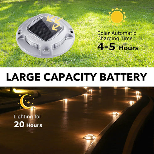 4 Pack, 2 AGPTEK Solar Driveway Lights Outdoor Color Modes LED Deck Dock Marine Waterproof Driveway Marker Lights