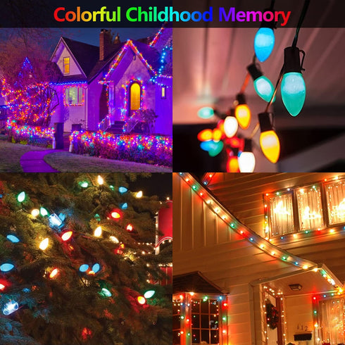 C7 Bulbs, 25 Pack Bulbs E12/C7 5 PASUTO Christmas Replacement Multicolor Ceramic Light for Christmas Outdoor Indoor