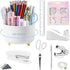 Office Desk Accessories, White 360° Pen Holder Desk Organizers with Tape Dispenser, Stapler, Remover, Staples, Ruler,