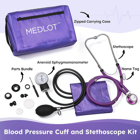 10"-16", LotFancy Aneroid Sphygmomanometer with Stethoscope Kit, Professional BP Cuff Adult Adult Professional Manual