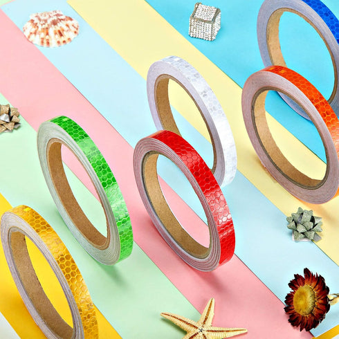 Zonon Adhesive Tapes, 6 Rolls Reflective Tapes - 6 Colors Night Safety Sticker, Silver, Blue, Red, Yellow, Orange,