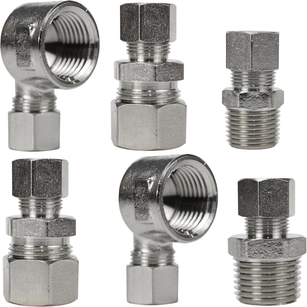 Universal Valve Plumbing Fittings Adapters: 1/2 to 3/8 Adapter, 3/8 to 1/2 Water Line Adapter, 3/8 Female to 1/2 Male