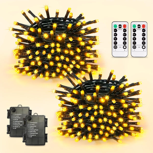JMEXSUSS Battery Operated Christmas Lights with Remote, Each 33 FT String Lights