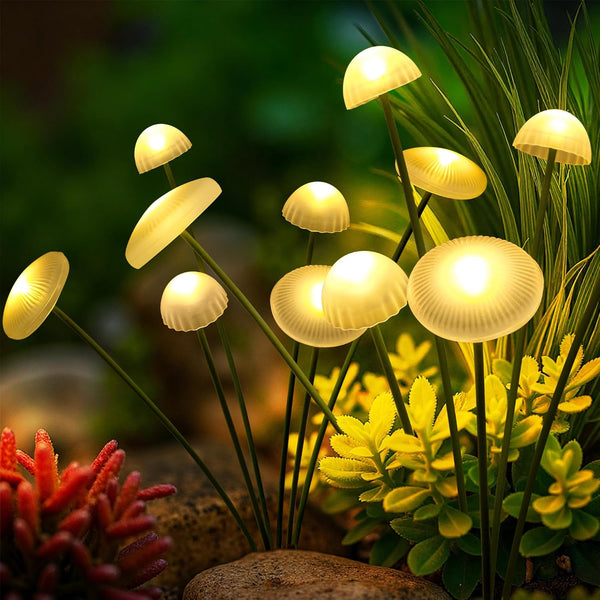 Solar Garden Lights, 2pack Solar Fairy Lights for Outside, Swaying Mushroom Lights