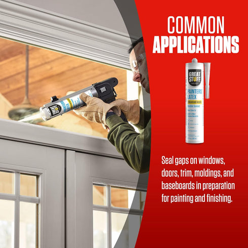 Great Stuff Acrylic Latex Paintable Caulking Sealant, White Caulk, 10.1 oz