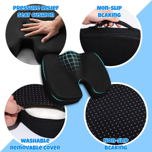 Rongyman Tailbone Ergonomic Seat Cushion with Memory Foam for Office Chair, Car Seat, Non-Slip Cushion, Sciatica