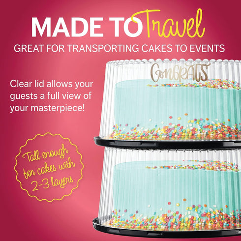 10 11" 5 2-3 - Plastic Disposable Cake Containers Carriers with Dome Lids and Cake Boards | Round Cake Carriers