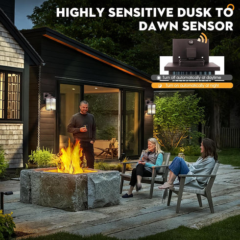 Outdoor Wall Lights for House Exterior, Dusk to Dawn Porch Lights Outdoor, Waterproof Matte Black Front Door Light