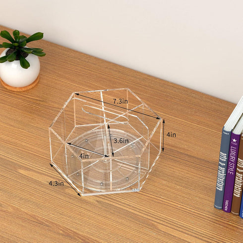 NIUBEE Acrylic Pen Pencil Holder, 6 Compartments for Multi-capacity Marker Storage, 360° Rotating Clear Pencil Cup