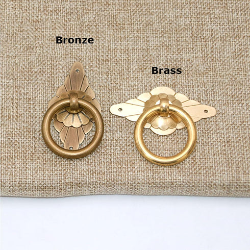 Hja Boutiques US Handle(Bronze,3.5cm,U-pin-Type) Chinese Antique Style Pure Copper Handles Brass Antique Bronze Round