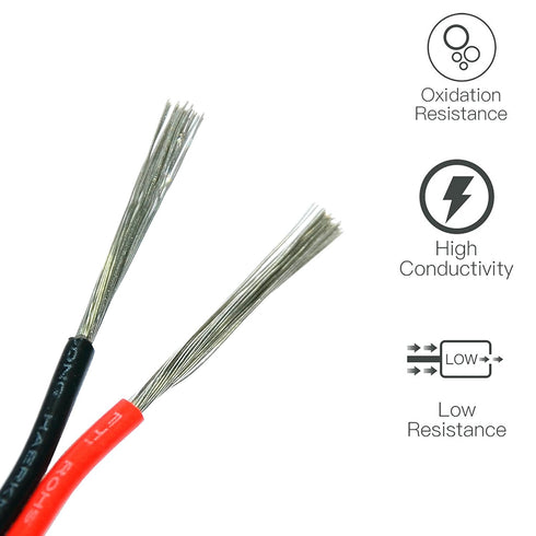 22awg 100 22 2 12V/24V TUOFENG Electrical Wire ft Gauge Led Wire Pin Extension Cable Wire Red Black Wires DC Cable