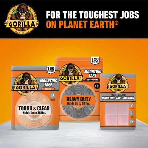 Gorilla Heavy Duty Double Sided Mounting Tape, Black, 1" x 120" (Pack of 1), Weatherproof for Indoor/Outdoor