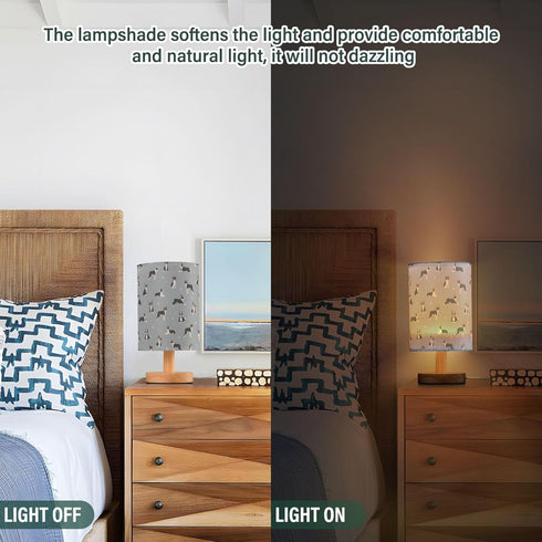 YYZZH Table Lamp Boston Terrier Dog Do Yoga Nightstand Lamp with Wood Base Fabric Lamp Shade Bedside Desk Lamp