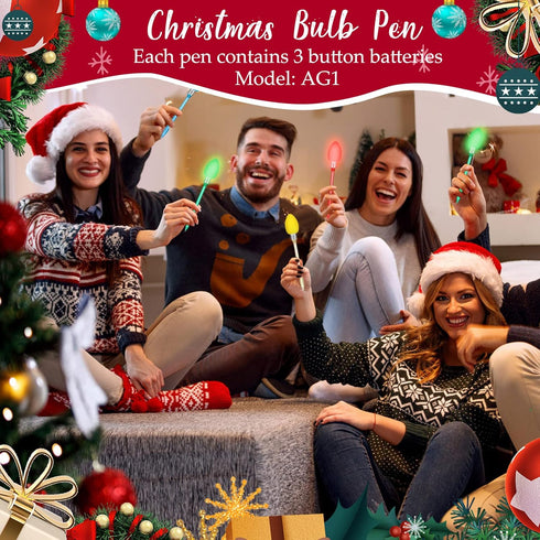 Light Up Christmas Bulb Pen, LED Ballpoint Pens for Christmas Party Favors, Black Ink for Adults Kids Office Supplies