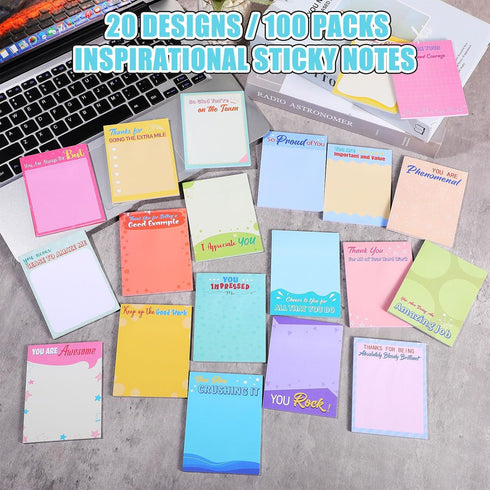 Qilery 100 Pcs Empowering Sticky Note Pads, 3 x 4 Inch, Motivational Fun Notepads, Gifts for Office