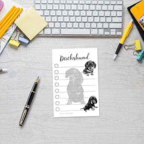 Dachshund Sticky Notepad To Do List, Weiner Dog Lover Gifts for Women, 4"x6" 50 Pages