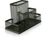 Huron Pen Holder and Desk Organizer, 4 Compartment Black Steel Mesh