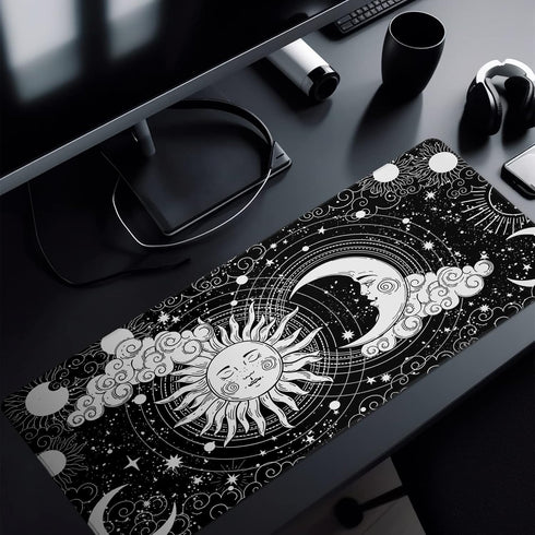 Magic Astrology Extended Big Mouse Pad, 31.5x11.8 Inch Gaming Desk Pad, Black Mousepad with Non-Slip Base