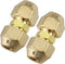 2 Packs AC Copper Pipe Extension Joint Connectors, 3/8-Inch Air Conditioning Pipe Coupling Adapters with Flare Nuts