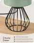 2700K Bulb J06TL05 Green Table Lamp, Small Sage Green Lamp with Linen Shade & Black Metal Base, Modern Nightstand Lamp