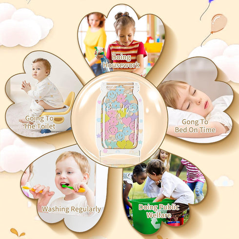 HMMIA (40Pcs) Personalized Magnetic Reward Jar for Kids, Star Jar Reward System with Colorful Letter Stickers, Potty