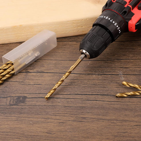 Set 10 1/4" COMOWARE Titanium Twist Drill Bit - Pcs Hex Shank High Speed Steel for Wood Plastic Aluminum Alloy, Quick
