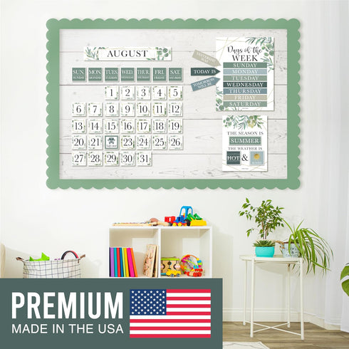 Hadley Designs Greenery Classroom Calendar Set Bulletin Board Sets For Teachers - School Calendar For Classroom, Classroom Calendar Bulletin Board Set For Classroom Decoration by Hadley Designs