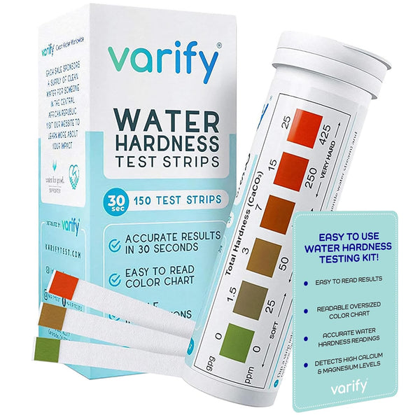 Varify Water Hardness Test Kit - Water Testing Kit for Home, Drinking, Well, Spa, Swimming Pool, 150 Strips