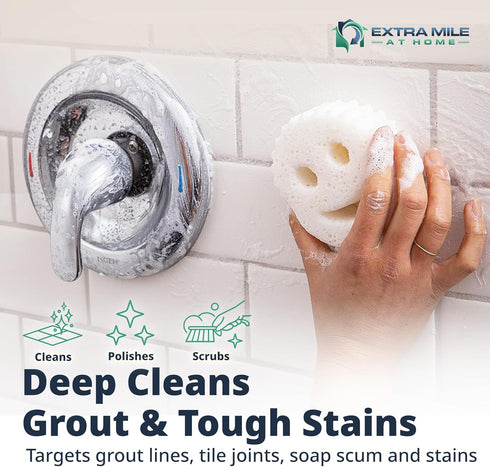 Power Paste Natural All Purpose Cleaner Bundle - Grout Cleaner for Tile Floors with Sponge & Crevice Brush - Deep
